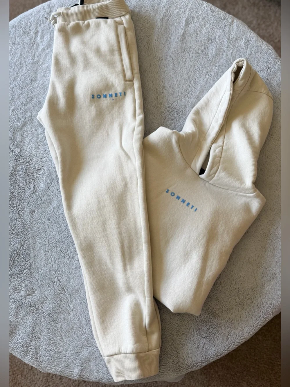 Kids Cream Fleece Sonneti Jogger Set